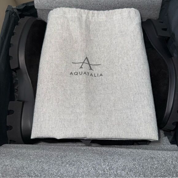 New Aquatalia Kyla Womens Weatherproof Suede & Sheepskin Zip Boot Black Size 8 - Picture 8 of 10